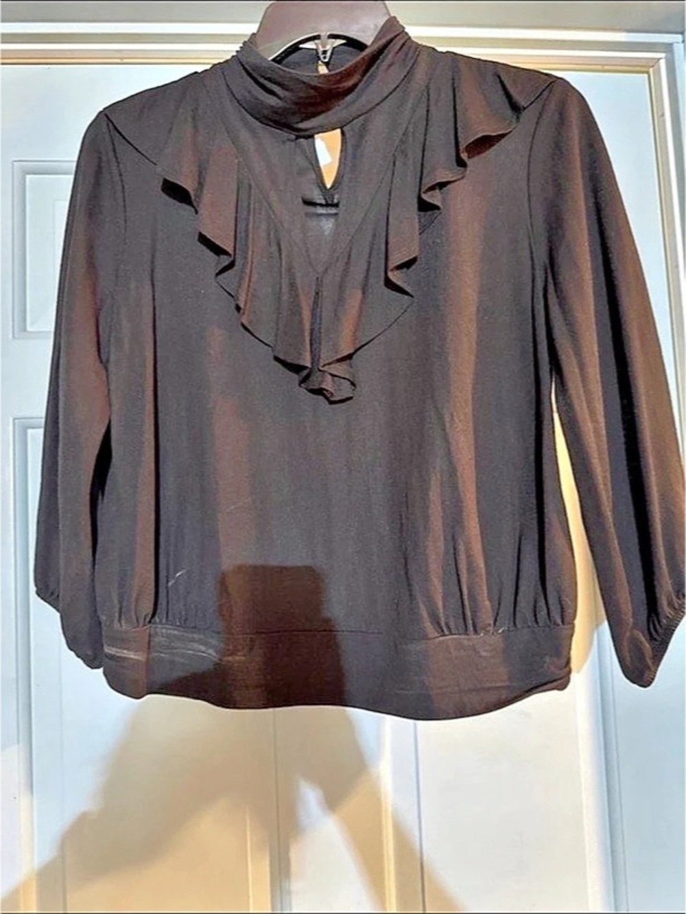 Black Ruffle Long Sleeve Blouse Like New